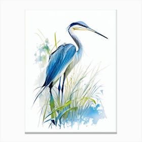 Blue Heron In Garden Impressionistic 4 Canvas Print