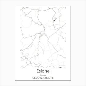 Eslohe,Germany Minimalist Map Canvas Print