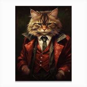 Gangster Cat Siberian Canvas Print