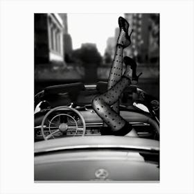 High Heels In Classic Car 1 Canvas Print