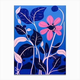 Blue Flower Illustration Fuchsia 2 Canvas Print