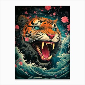 Tiger In The Water 1 Canvas Print