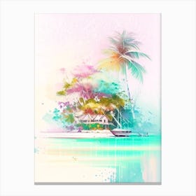 Maafushi Island Maldives Watercolour Pastel Tropical Destination Canvas Print
