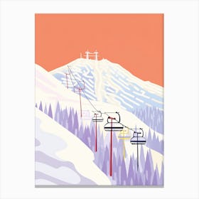 Snowbird Ski Resort   Utah, Usa, Ski Resort Pastel Colours Illustration 1 Canvas Print