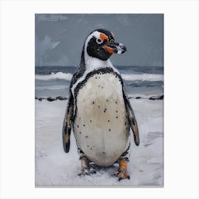 African Penguin Zavodovski Island Oil Painting 4 Canvas Print