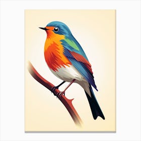 Colourful Geometric Bird Robin 2 Canvas Print