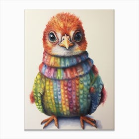Baby Animal Wearing Sweater Bird 4 Canvas Print