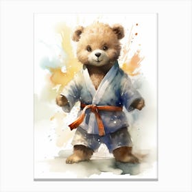 Judo Teddy Bear Painting Watercolour 1 Canvas Print