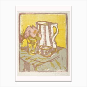 Still Life With Pitcher And Flowers Canvas Print
