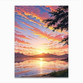 Sunset Over The Lake 3 Canvas Print