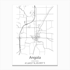 Angola,United States Minimalist Map Canvas Print