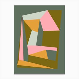 Bold Geometric Abstraction in Teal Green and Pink Canvas Print
