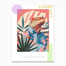 Lizard In A Floral Shirt Modern Colourful Abstract Illustration 2 Poster Canvas Print