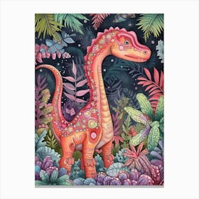 Rainbow Watercolour Dryosaurus Dinosaur 3 Canvas Print