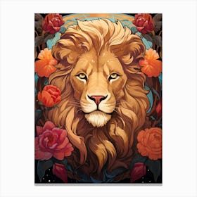 Lion Art Painting  Art Nouveau 3 Canvas Print