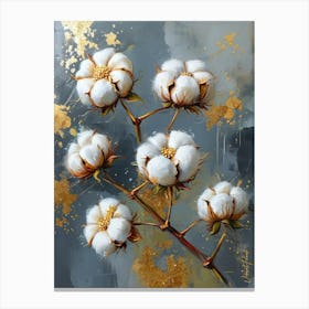 Gold Plated Cotton Flowers Canvas Print