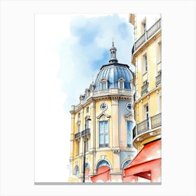 Watercolor Sketch Of A Building In Paris Canvas Print