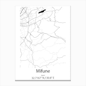 Mifune,Japan Minimalist Map Canvas Print