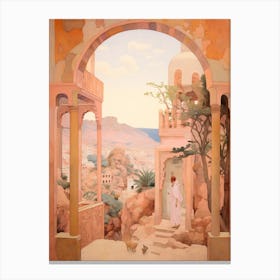 Canary Islands Spain 1 Vintage Pink Travel Illustration Canvas Print