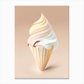 Ice Cream Dessert Neutral Abstract Illustration Flower Canvas Print
