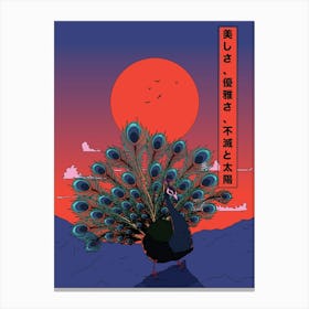 Japanese Sunset Peacock Canvas Print