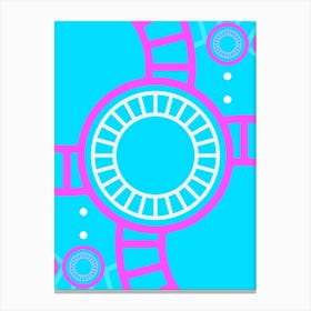 Geometric Glyph in White and Bubblegum Pink and Candy Blue n.0075 Canvas Print