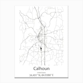 Calhoun,United States Minimalist Map Canvas Print