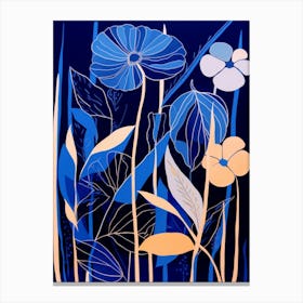 Blue Flower Illustration Heliconia 2 Canvas Print