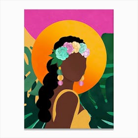 Portrait Of A Woman With Flowers Canvas Print