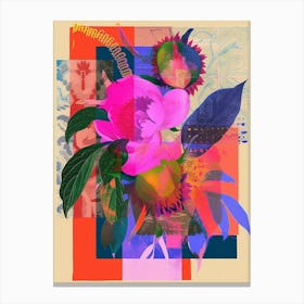 Peony 1 Neon Flower Collage Canvas Print
