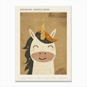 Cute Starry Unicorn Muted Pastels 3 Poster Canvas Print