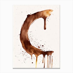 C  Chocolate, Letter, Alphabet Minimalist Watercolour 2 Canvas Print