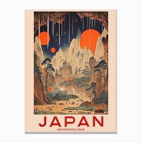 Akiyoshido Cave, Visit Japan Vintage Travel Art 3 Canvas Print