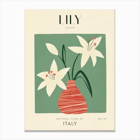 Vintage Green and White Lily Flower of Italy Canvas Print