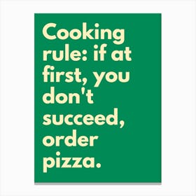 Cooking Rules Green Kitchen Typography Canvas Print