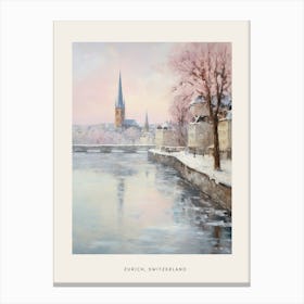 Dreamy Winter Painting Poster Zurich Switzerland 4 Canvas Print