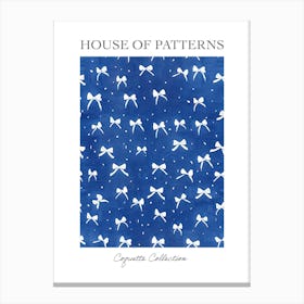 White And Blue Bows 7 Pattern Poster Canvas Print