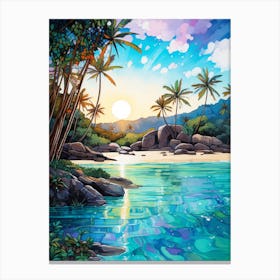 A Painting Of Anse Source Dargent, Seychelles 3 Canvas Print
