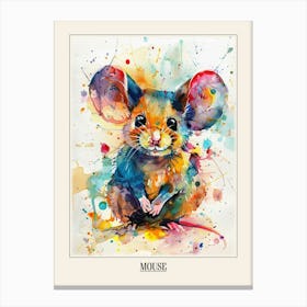 Mouse Colourful Watercolour 3 Poster Canvas Print