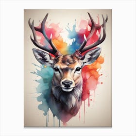 Deer Watercolor Painting Canvas Print