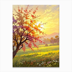 Autumn Tree In The Meadow 1 Canvas Print