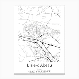 L Isle D Abeau,France Minimalist Map Canvas Print