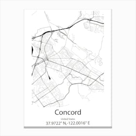 Concord,United States Minimalist Map 1 Canvas Print