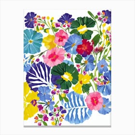 Carnations Modern Colourful Flower Canvas Print