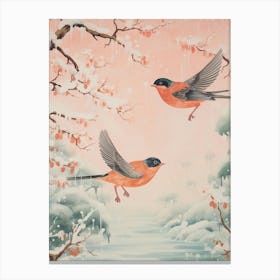 Vintage Japanese Inspired Bird Print Robin 9 Canvas Print