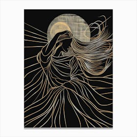 Moon And The Woman Canvas Print