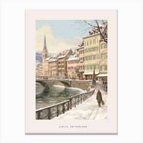 Vintage Winter Poster Zurich Switzerland 1 Canvas Print