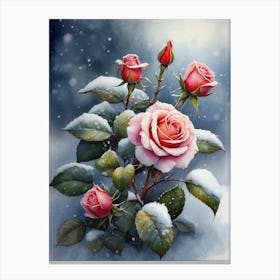 Snow Roses 1 Canvas Print