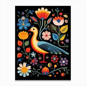 Folk Bird Illustration Coot 4 Canvas Print