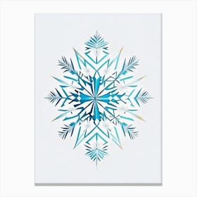 Winter Snowflake Pattern, Snowflakes, Minimal Line Drawing 1 Canvas Print